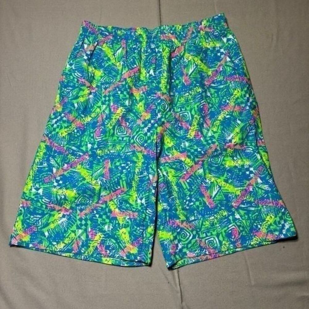 Vintage 90’s Abstract Neon Surf Gear Shorts size Large